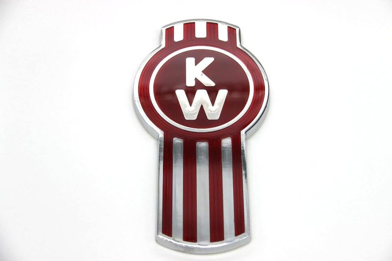 Kenworth Bug Hood Grille Logo Emblem Badge - Chrome Red Metal Flake Plastic - Image 2