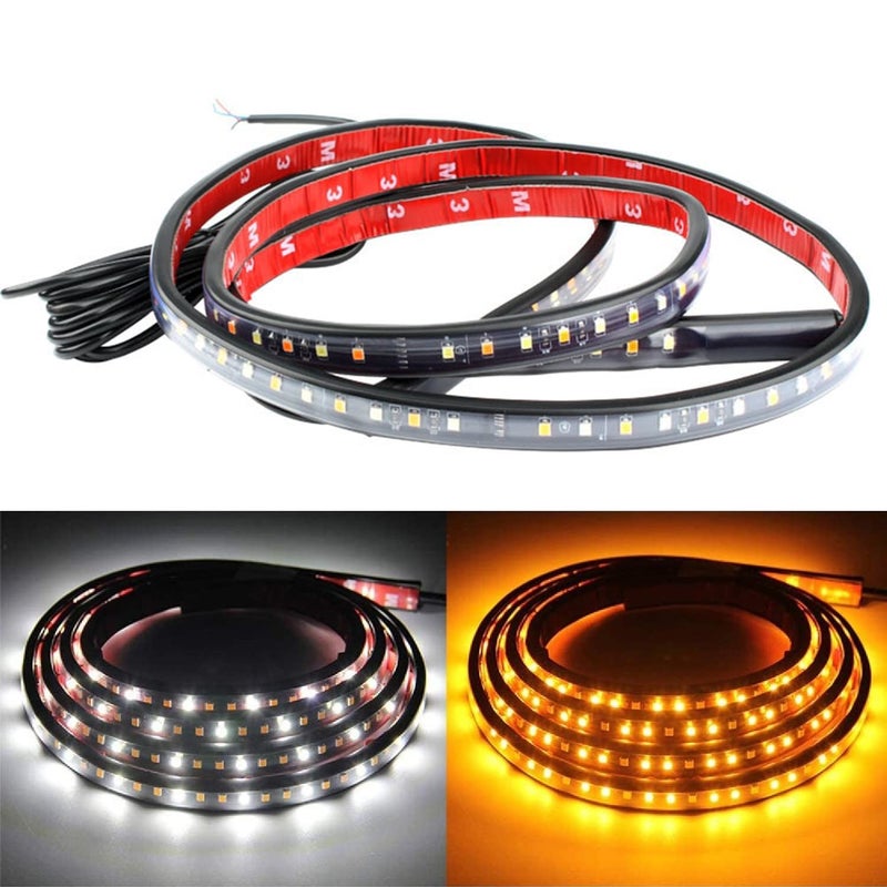 SOCAL-LED LIGHTING إضاءة LED لشاحنة SOCAL - أضواء لوح التشغيل LED DRL مع مفتاح جانبي متغير 60" (150 سم) 12 فولت مع إشارات انعطاف متتابعة، لونين كهرماني وأبيض، عبوة من 2 - Image 1
