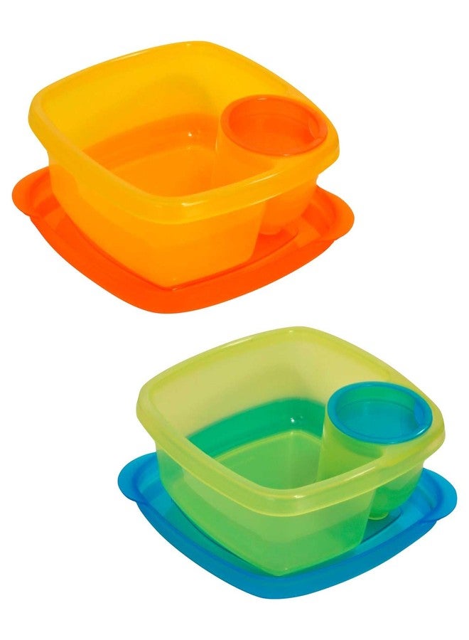 COMPAC HOME Take A Dip 2 the Side Food Container Keeps Dips, Fruit, Chips, Sandwiches, & More Separate & Ready for Lunch, Two Pack - Image 1
