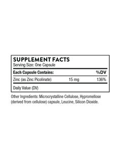 Thorne Zinc Picolinate 15 mg - 60 Capsules Dietary Supplement  - Image 2