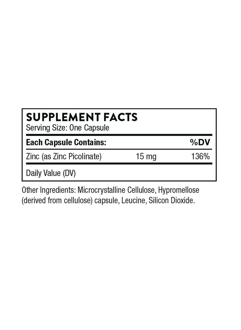 Thorne - Zinc Picolinate 15 mg - 60 Capsules Dietary Supplement - Image 1