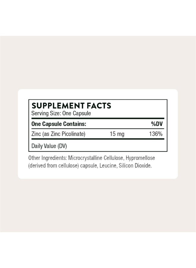 Thorne Zinc Picolinate 15 mg - 60 Capsules Dietary Supplement - Image 2