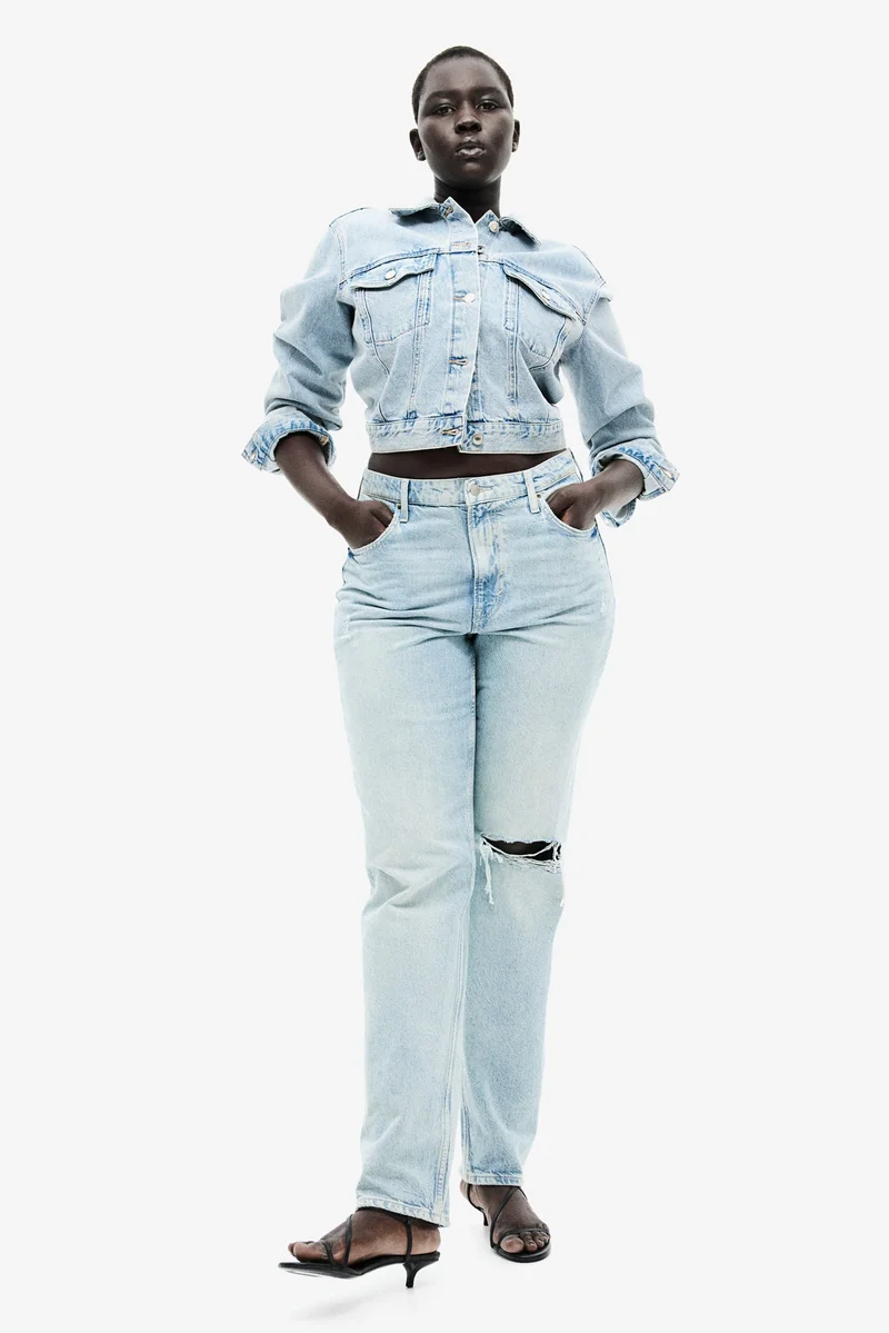 اتش اند ام جينز بخصر عالي وقصّة مستقيمة