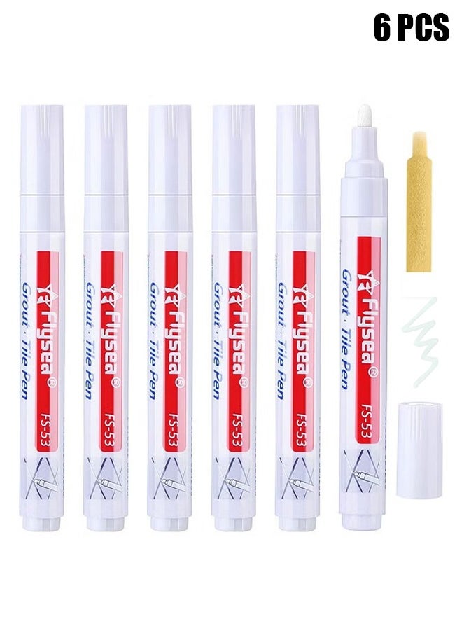 Flysea Grout Pen Restore Tile Grout Line Marker Pens 6 Pieces for Kitchen, Bathroom, Parlor, Bedroom, Shower, Balcony Wall and Floor (White)  - Image 1