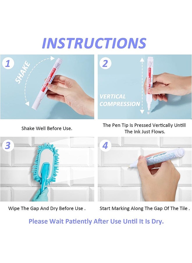 Flysea Grout Pen Restore Tile Grout Line Marker Pens 6 Pieces for Kitchen, Bathroom, Parlor, Bedroom, Shower, Balcony Wall and Floor (White)  - Image 3