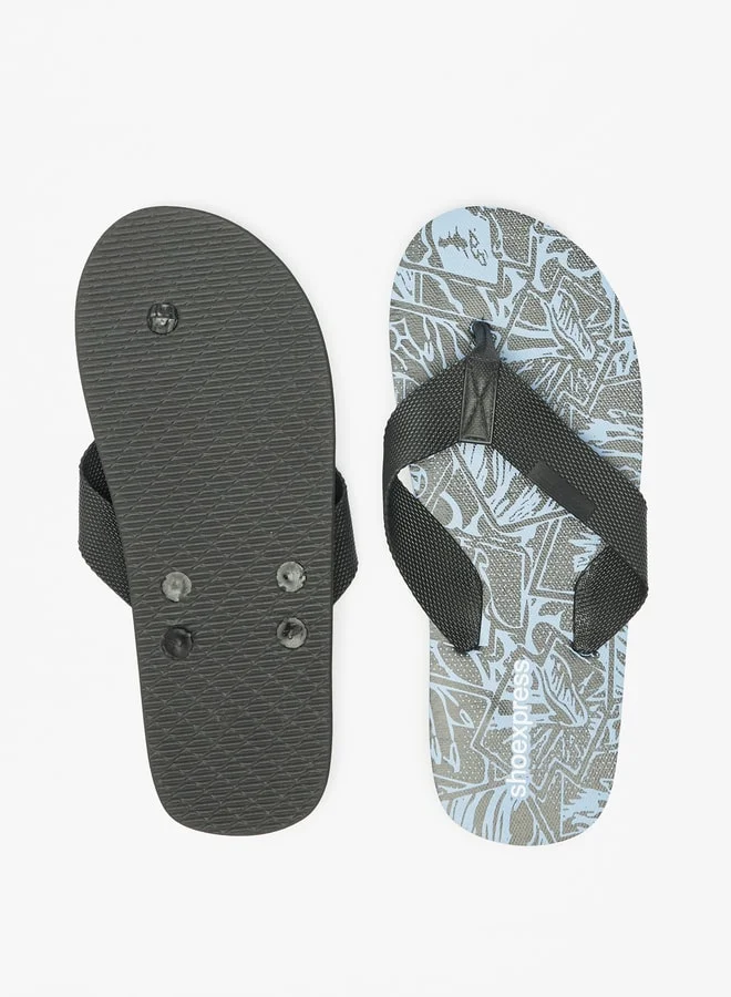 shoexpress Mens All-Over Print Slip-On Thong Slippers