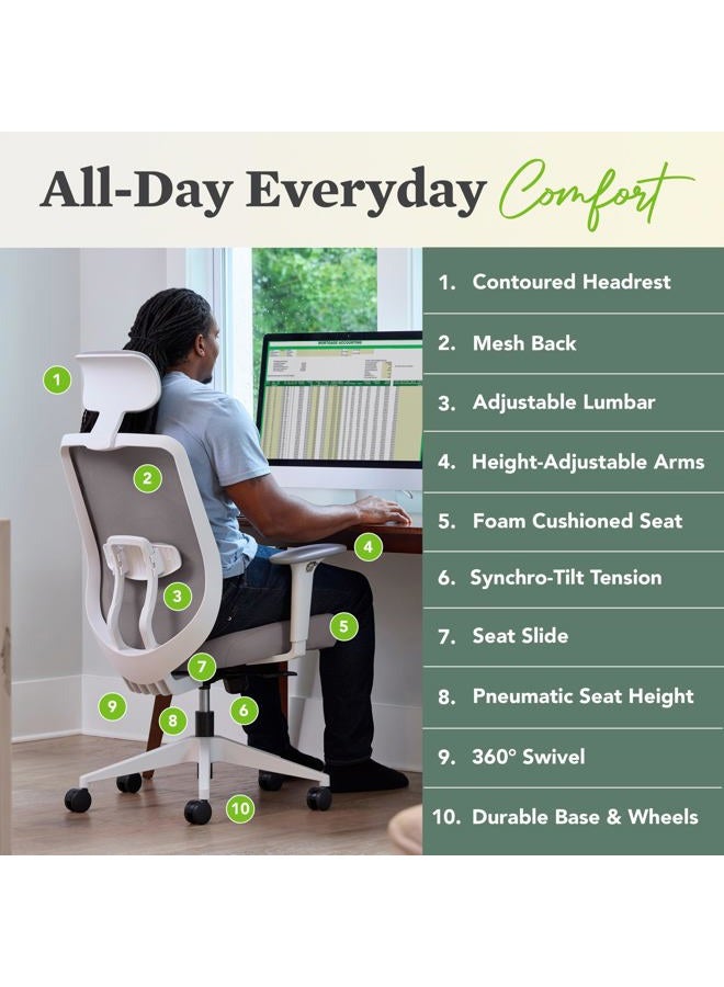 HON كرسي مكتب بديل مريح مع مسند رأس، ذراعين، عجلات، مقعد مبطن بالفوم، كرسي مكتب منزلي مريح، ذراعين قابلين للتعديل، ميل متزامن، انزلاق المقعد، أسود - Image 4