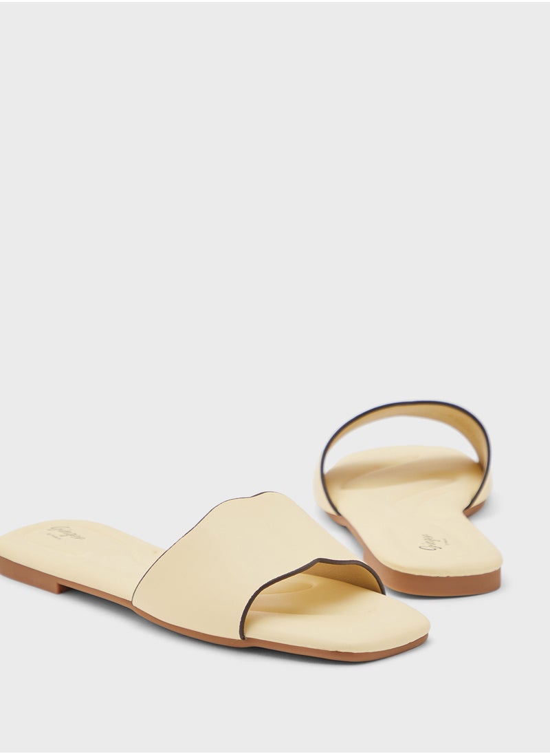 Ginger Scallop Design Flat Sandal  - Image 4