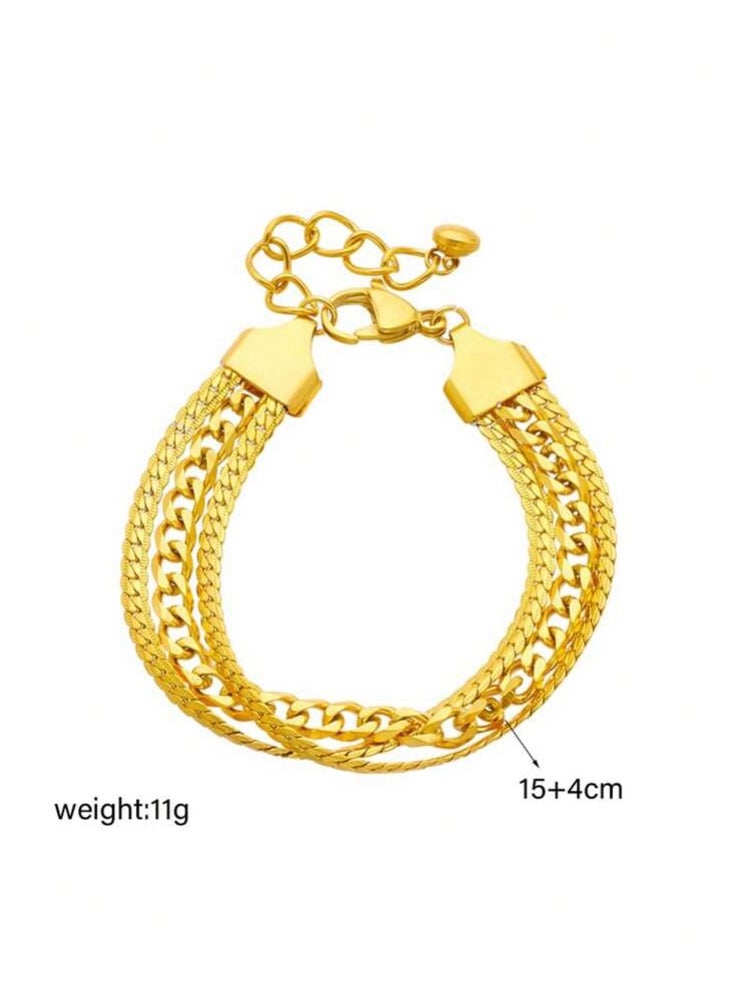 JewelryPalace - 18k Gold Plated Stainless Steel Bracelet For Women - Image 1
