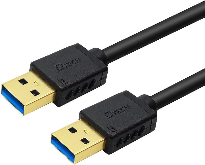 DTECH Short USB 3.0 Type A to A Cable Male to Male High Speed Data Cord 9.8-Inch Black Compatible with Printer Scanner Computer Speaker Laptop Fan Cooling Pad USB Hub External Hard Drive - Image 1