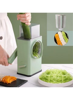 ELTRAZONE Manual Rotary Cheese Grater Shredder with Wider Hopper 3 Interchangeable Blades Round Mandolin Drum Slicer Julienne Grinder for Cheese, Vegetables  - Image 3