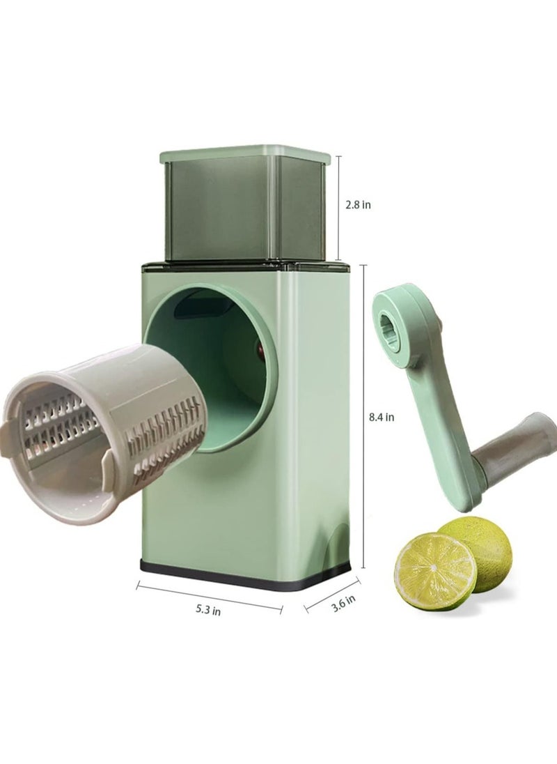 ELTRAZONE - Manual Rotary Cheese Grater Shredder with Wider Hopper 3 Interchangeable Blades Round Mandolin Drum Slicer Julienne Grinder for Cheese, Vegetables - Image 1