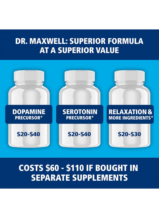 Dr. Maxwell Serotonin and Dopamine Supplements, Better Than Dopamine or Serotonin Support Only. Helps Maintain Normal Neurotransmitter Levels. Mucuna Pruriens, 5-HTP, 60 Capsules Women Men  - Image 5