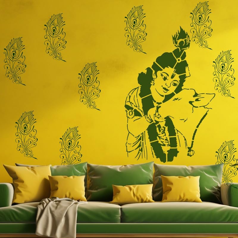 ARandNJ Painting for Wall Stencils (Size:- 24X40 Inch) Theme:- Gopala DIY Reusable Painting Design Suitable for Bedroom, Drawing Room, Living Room (Pack of1) - Image 4