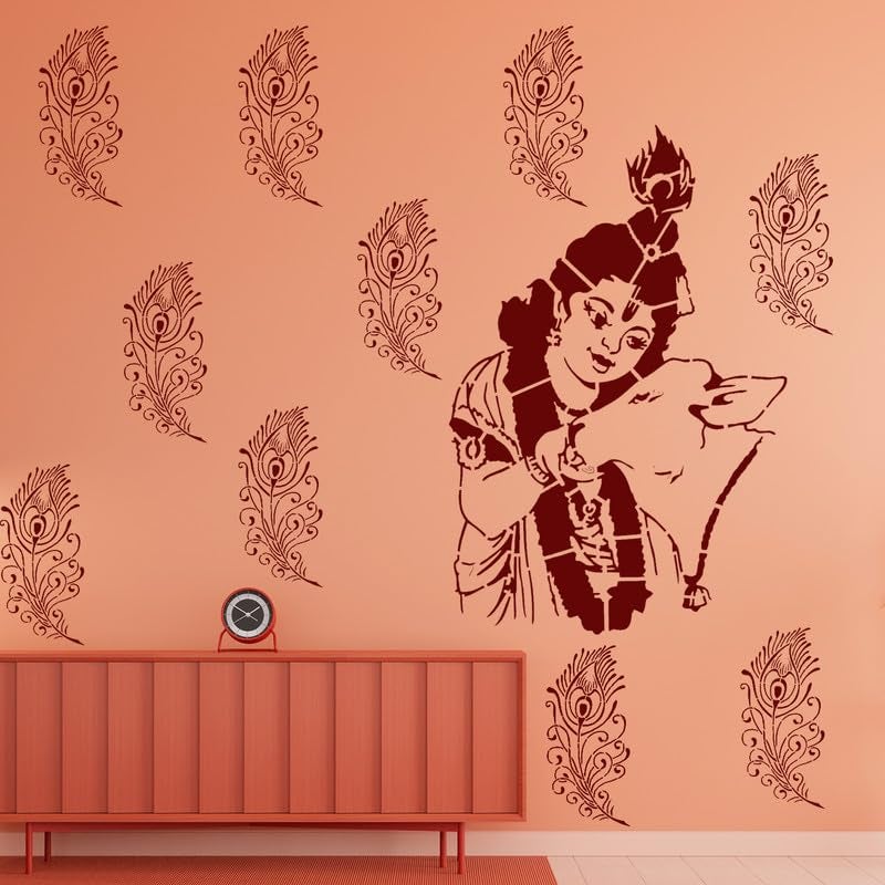 ARandNJ Painting for Wall Stencils (Size:- 24X40 Inch) Theme:- Gopala DIY Reusable Painting Design Suitable for Bedroom, Drawing Room, Living Room (Pack of1) - Image 1