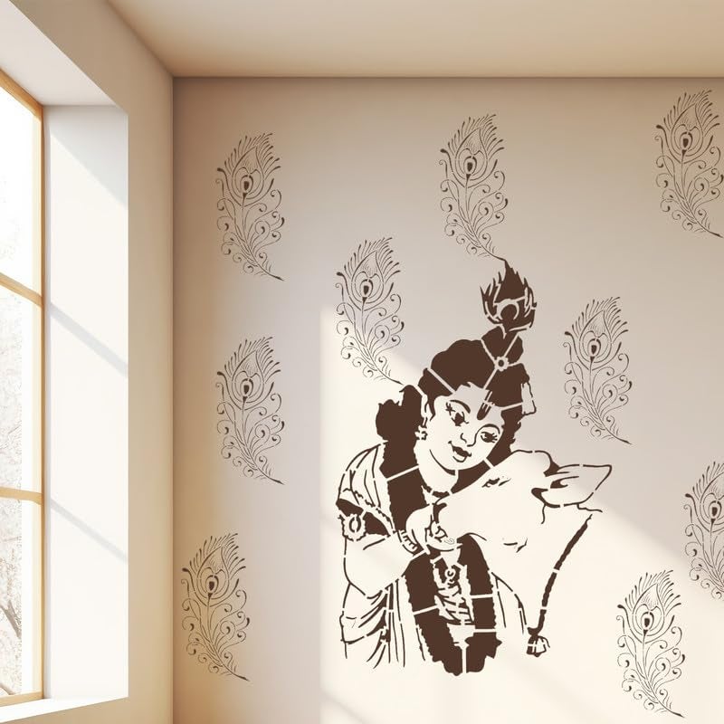 ARandNJ Painting for Wall Stencils (Size:- 24X40 Inch) Theme:- Gopala DIY Reusable Painting Design Suitable for Bedroom, Drawing Room, Living Room (Pack of1) - Image 3