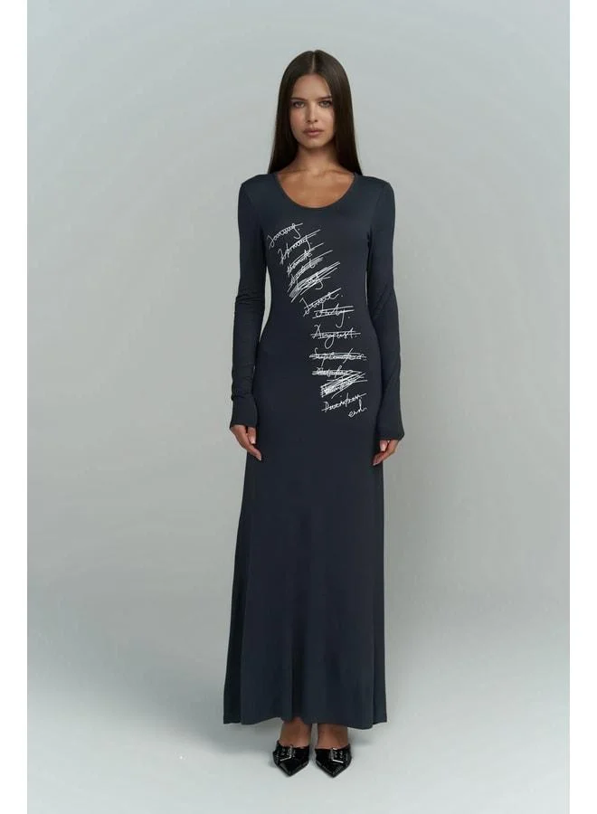 MAI STUDIOS CO.  Ceria Smoke Long Dress. for Women | Best Price UAE