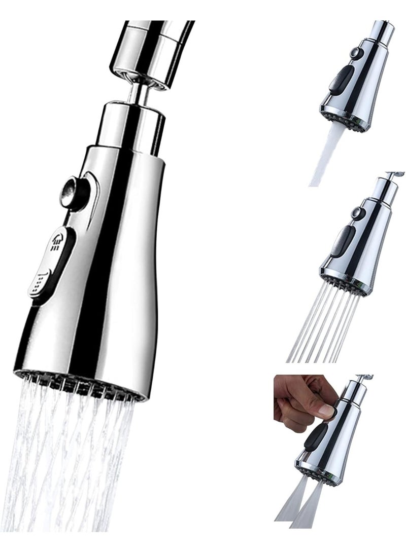 360°Swivel Faucet Tap Aerator,with 3 Water Outlet Modes,Water Saving Splash-Proof Kitchen Bathroom Head Sink Spout,Apply to 22-24mm Tap Spray Head (Sliver) - Image 1