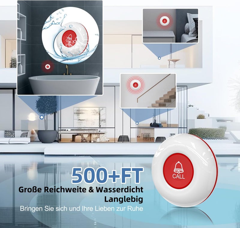 ChunHee Wireless Emergency Call Buttons for Nursing Staff - Waterproof - 500 Feet Range Cannot Be Purchased Alone; Must be used in conjunction with a - Image 4