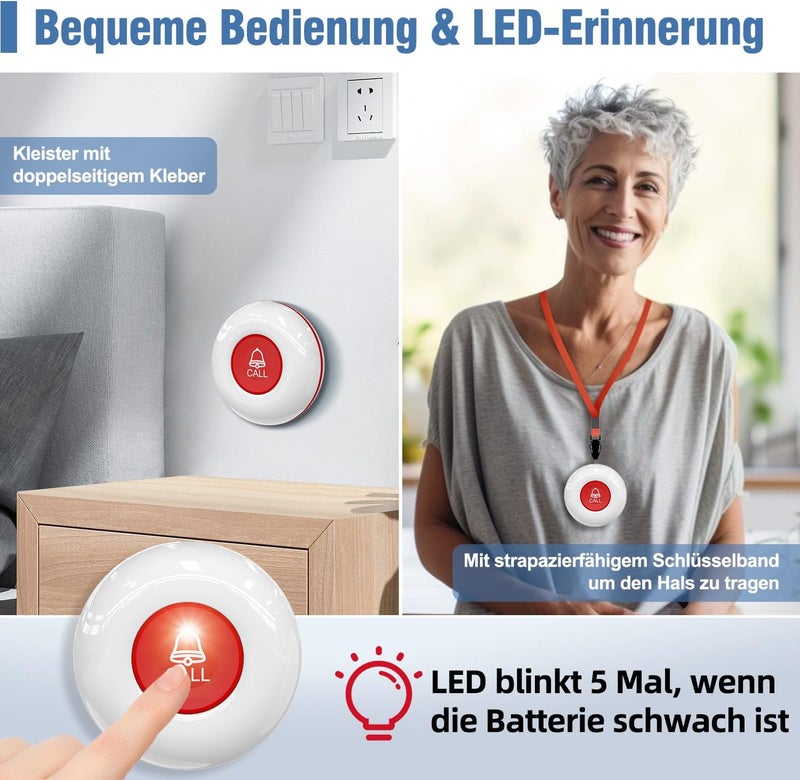 ChunHee Wireless Emergency Call Buttons for Nursing Staff - Waterproof - 500 Feet Range Cannot Be Purchased Alone; Must be used in conjunction with a - Image 3