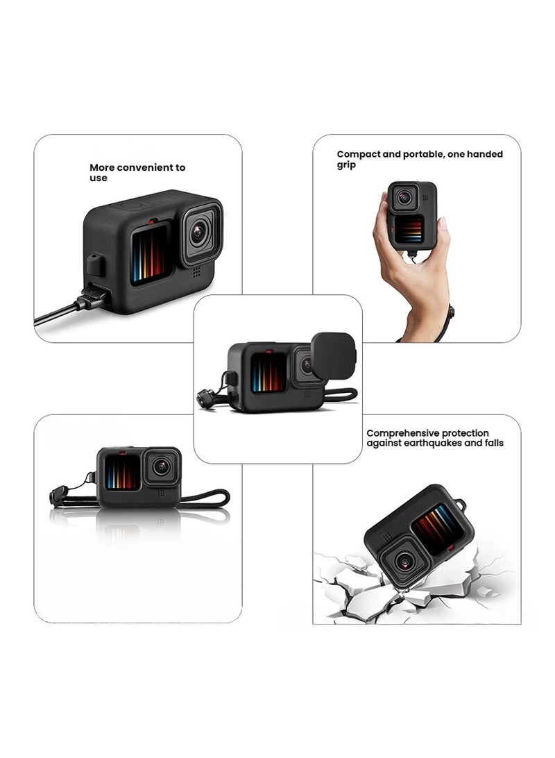 General For GoPro 12/11/10/9 Accessory Kit: Silicone Case + Battery Cover + 2 Sets of Tempered Film  - Image 5