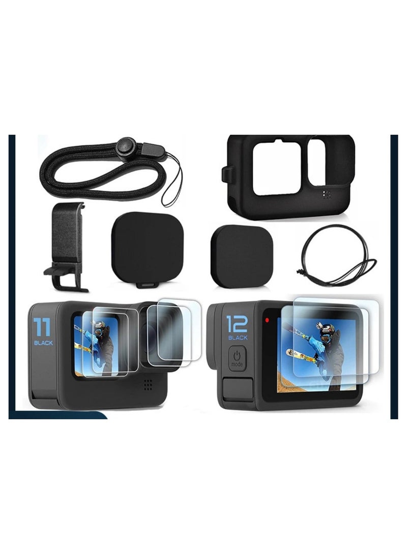 General For GoPro 12/11/10/9 Accessory Kit: Silicone Case + Battery Cover + 2 Sets of Tempered Film  - Image 1