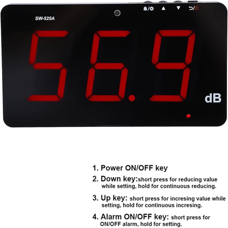 Digital Sound Level Meter Noise Tester 30 130dB Large Backlit Display Wall Mount Home Office - Image 3