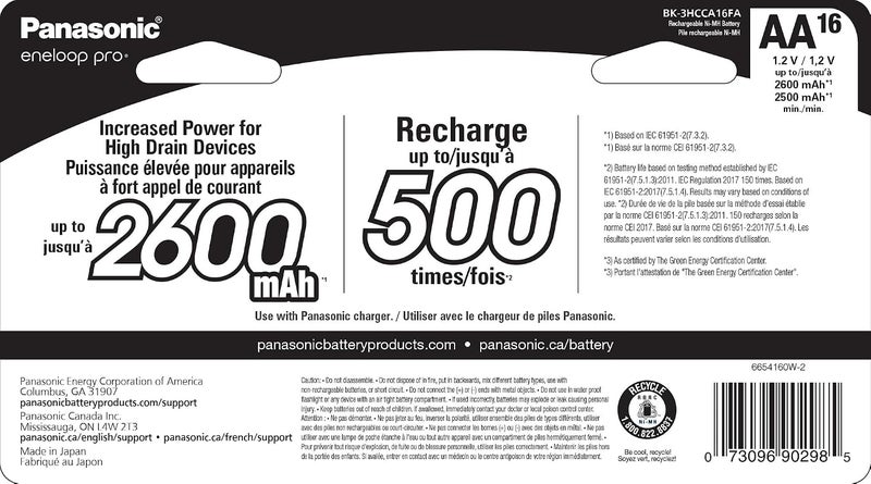 Eneloop Panasonic BK-3HCCA16FA Pro AA High Capacity Ni-MH Pre-Charged Rechargeable Batteries, 16-Battery Pack - Image 2