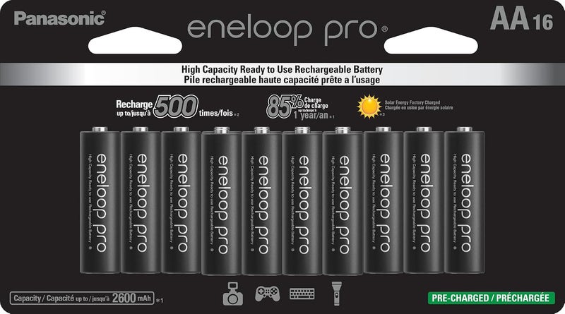Eneloop Panasonic BK-3HCCA16FA Pro AA High Capacity Ni-MH Pre-Charged Rechargeable Batteries, 16-Battery Pack - Image 1