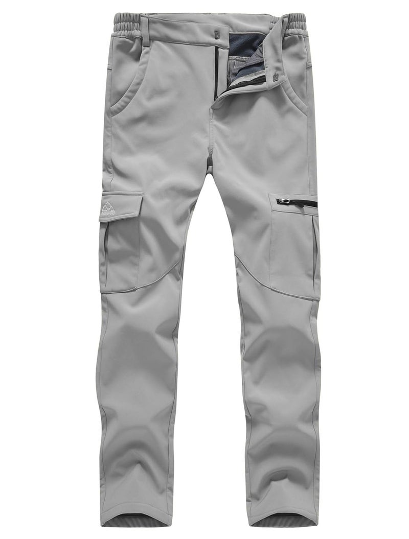 Gopune Women's Snow Ski Waterproof Softshell Snowboard Pants Outdoor Hiking Fleece Lined (Light Grey,S) - Image 1