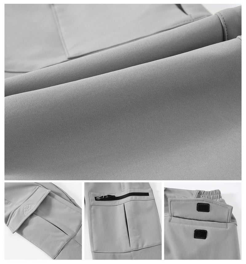 Gopune Women's Snow Ski Waterproof Softshell Snowboard Pants Outdoor Hiking Fleece Lined (Light Grey,S) - Image 5