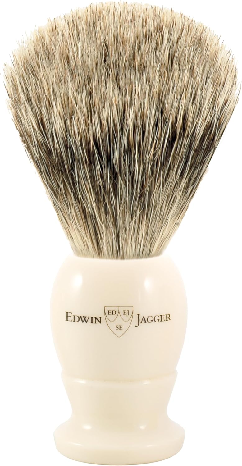 Edwin Jagger 1EJ877 Medium Best Badger Shaving Brush Imitation Ivory for use with Shaving Cream or Soap for Men - Image 1