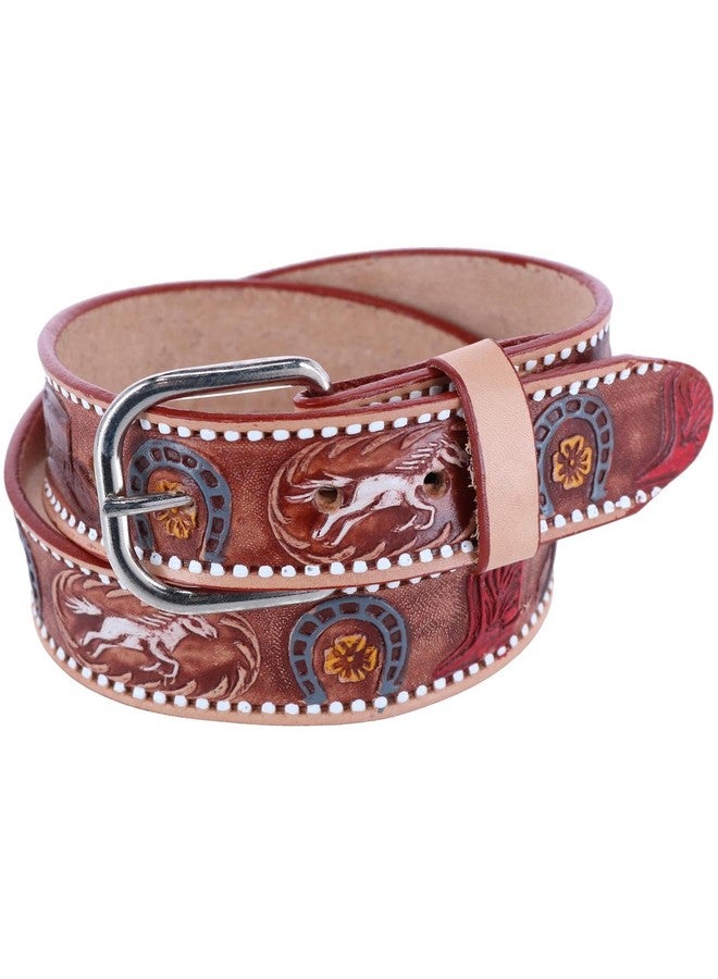 CTM Boys Cowboy Print Embossed Belt, 18, Tan - Image 3
