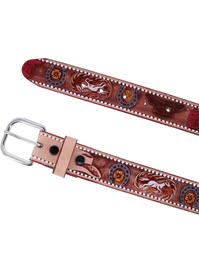 CTM Boys Cowboy Print Embossed Belt, 18, Tan - Image 4