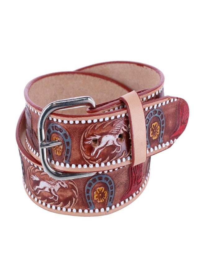 CTM Boys Cowboy Print Embossed Belt, 18, Tan - Image 1