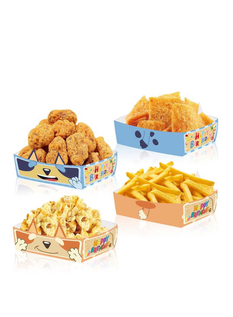 SYOSI 48Pcs Disposable Paper Food Trays, Eco Friendly Paper Food Trays, Cartoon Blue Dog Themed Birthday Party, Nacho Trays for Blue Dog Theme Birthday Party Baby Shower Supplies - Image 5