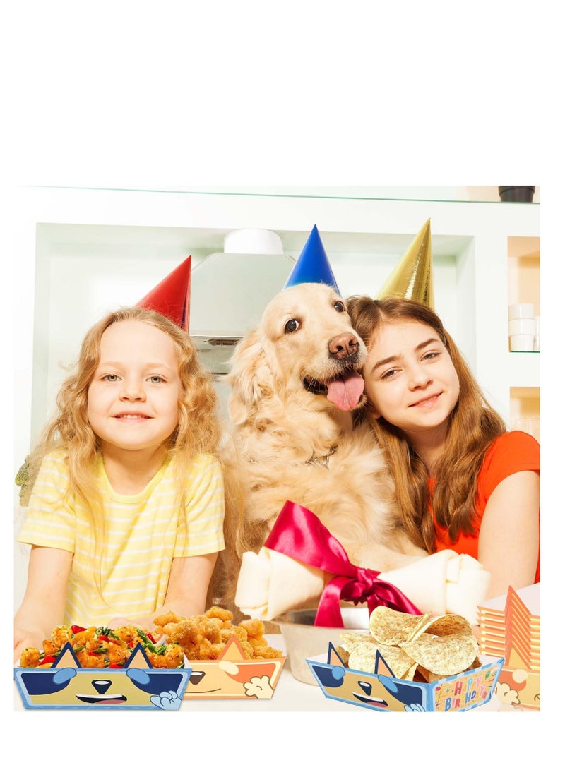 SYOSI 48Pcs Disposable Paper Food Trays, Eco Friendly Paper Food Trays, Cartoon Blue Dog Themed Birthday Party, Nacho Trays for Blue Dog Theme Birthday Party Baby Shower Supplies - Image 3