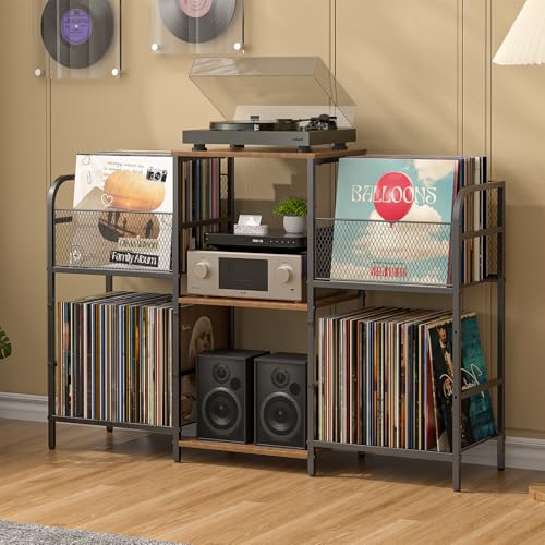 3IngSeagulls Record Player Stand with Vinyl Storage Record Storage for 350 Albums Tuntable Stand with Record Holder for Living Room Record Holder Vinyl Display Shelf - Image 1
