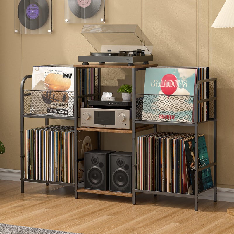 3IngSeagulls Record Player Stand with Vinyl Storage Record Storage for 350 Albums Tuntable Stand with Record Holder for Living Room Record Holder Vinyl Display Shelf - Image 2