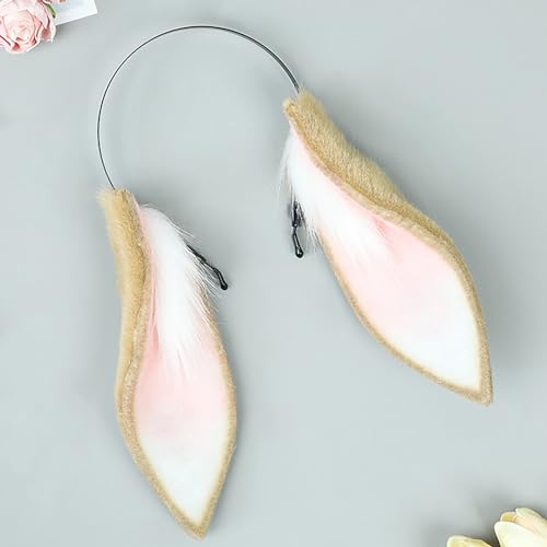 Faylay Women Cosplay Bunny Ears Rabbit Headband Animal Ears Furry Bunny Ears Party Accessories (MHTCET-4Camel) - Image 2