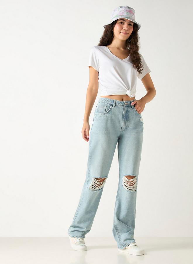 لي كوبر بنطلون جينز بتفاصيل مضلعة وجيوب من لي كوبر - Image 2