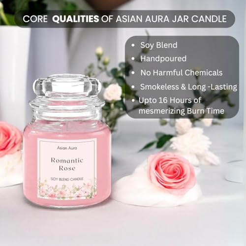 Asian Aura Rosy Romance Highly Fragranced Jar Candle - Approx. 70gms Wax (Pack of 1) - Enhance Your Home with Romantic Fragrance for Festive Decor and Tranquil Ambiance - Image 5