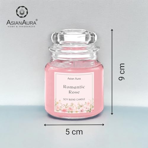 Asian Aura Rosy Romance Highly Fragranced Jar Candle - Approx. 70gms Wax (Pack of 1) - Enhance Your Home with Romantic Fragrance for Festive Decor and Tranquil Ambiance - Image 3