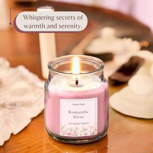 Asian Aura Rosy Romance Highly Fragranced Jar Candle - Approx. 70gms Wax (Pack of 1) - Enhance Your Home with Romantic Fragrance for Festive Decor and Tranquil Ambiance - Image 2