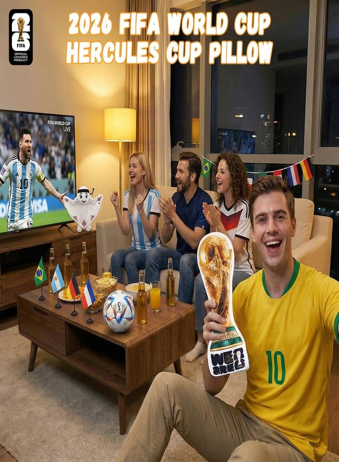 MESUCA FIFA 2026 World Cup Trophy Plush Pillow, 14.5Inch Real Size Officially Licensed Souvenir Plush Toys for Bedding, Home Decoration, Kids Gift, World Cup 2026 Merchandise Fan Accessory - Image 3