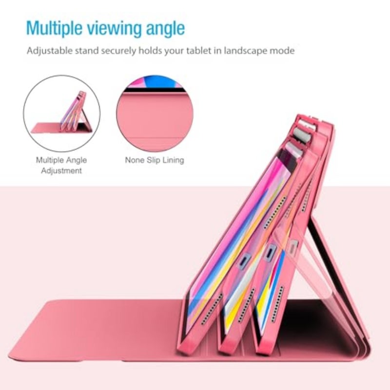 Touchpad Keyboard Case for iPad 11th A16 / 10th Gen, Pink Multi-TrackPad Detachable Wireless Keyboard Folio Cover with Pencil Holder for iPad 11th/10th Generation - Image 5