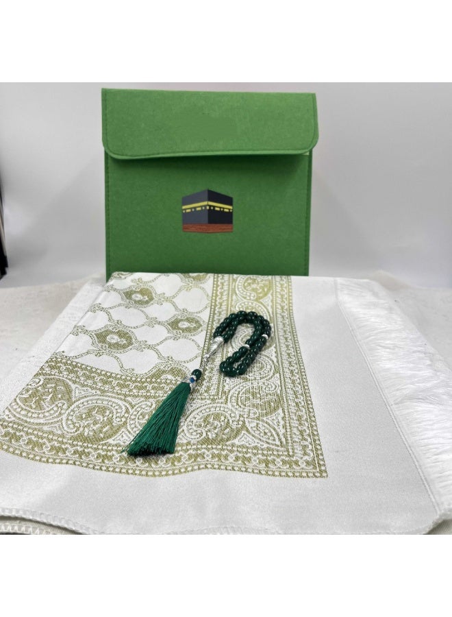33 Beads Deep Green Jade-Like Round Islamic Tasbih Prayer Beads, Silver Fitting With Sapphire Accent Extra Dark Green Long Tassel Muslim Rosary, Retro Steady Unisex Dhikr Beads For Salah & Eid Gifting
