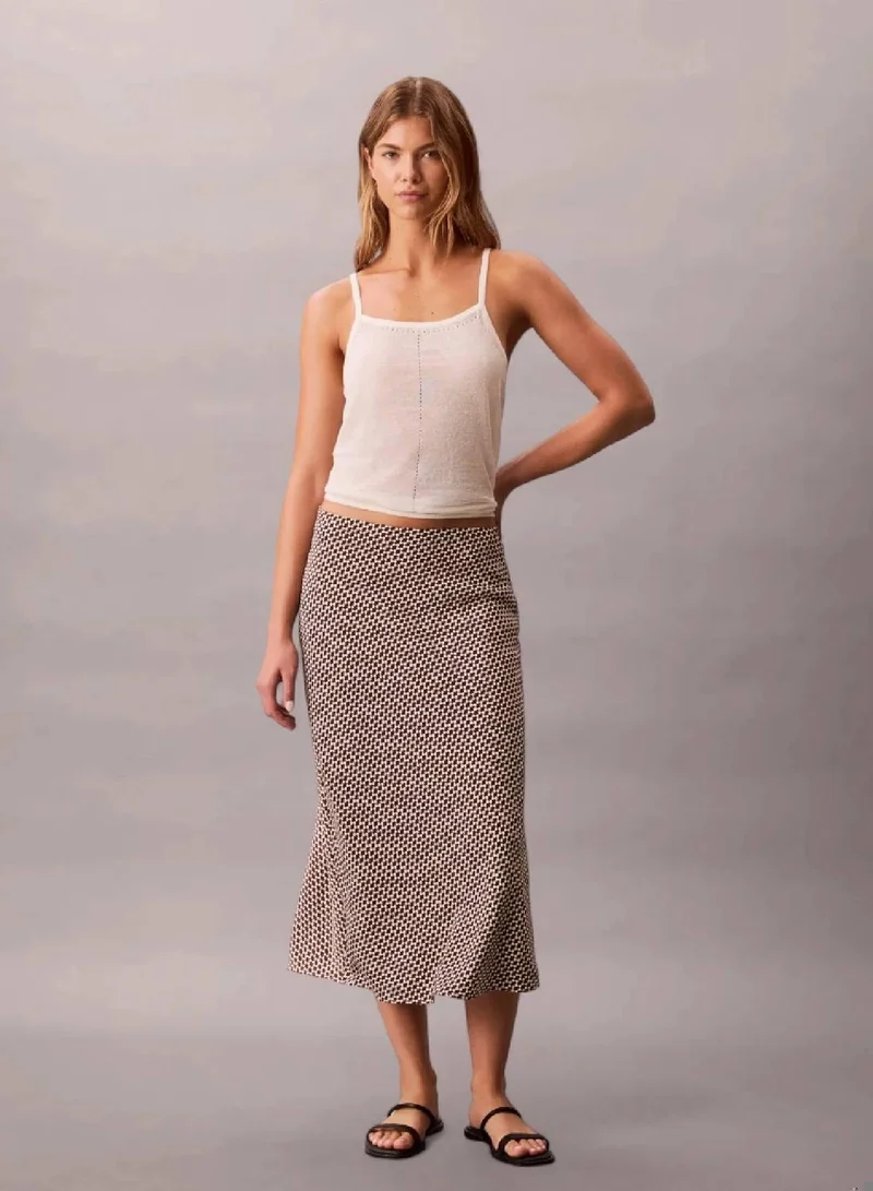 CALVIN KLEIN Printed Midi Slip Skirt