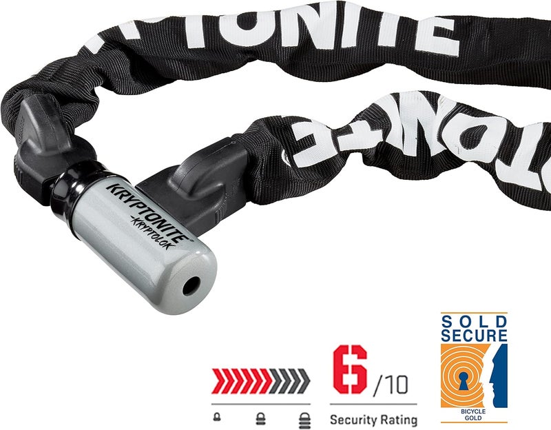 Kryptonite Kryptolok 915 Bike Chain Lock, 5 Feet Long Heavy Duty Anti-Theft Sold Secure Gold Bicycle Chain Lock with Keys for Bike, Motorcycle, Scooter, Bicycle, Door, Gate, Fence - Image 2