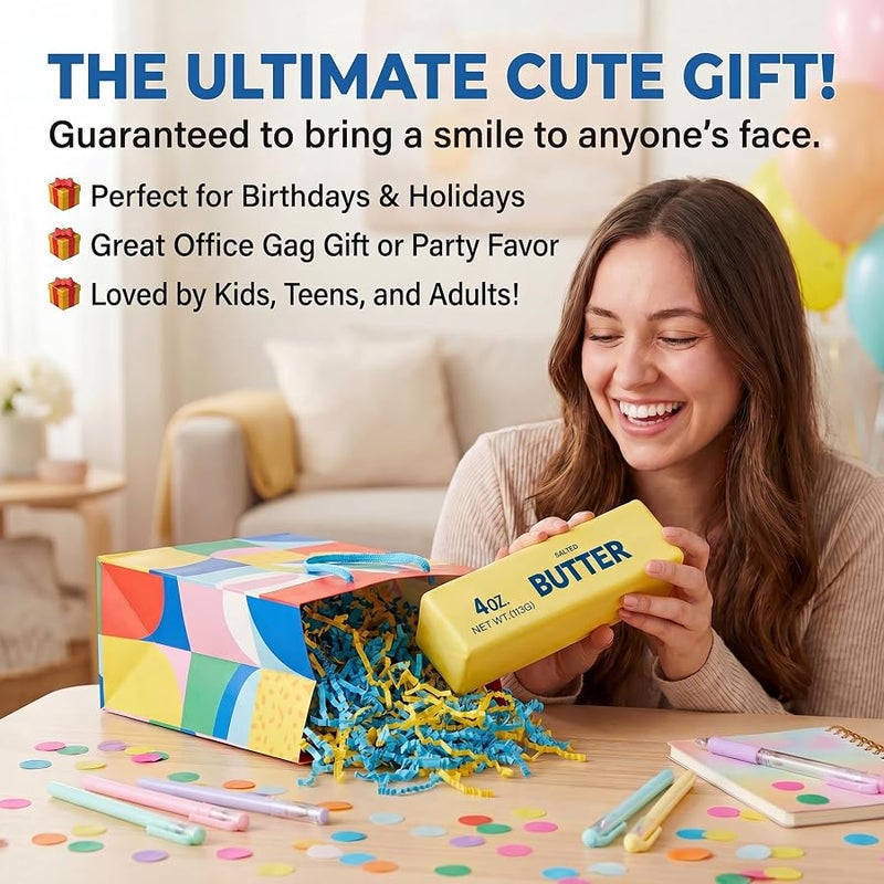 Dreamplay Realistic Butter Squeeze Toy, Slow Rising PU Foam Squishies for Kids Ages 3+, Soft Sensory Food Shaped Desk Decor and Novelty Party Favors - Image 2
